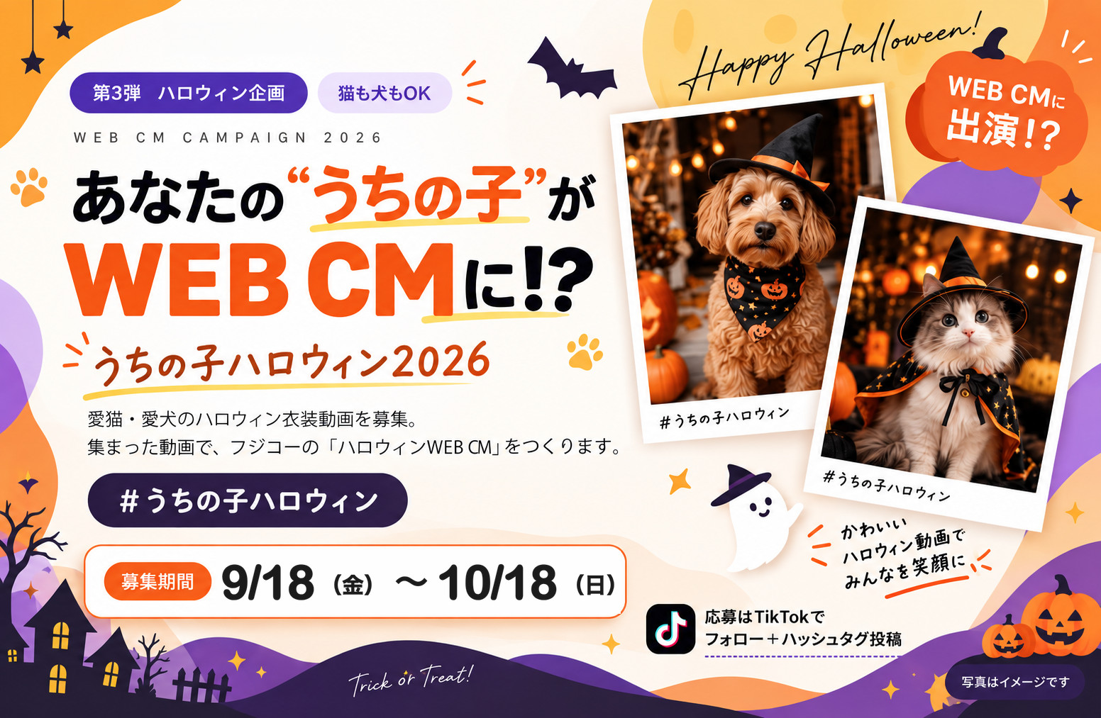 うちの子ハロウィン2026｜あなたの“うちの子”がWEB CMに！？（募集期間 9/18〜10/18）